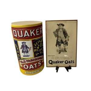 Quaker Oats 1899 Scribner Magazine Ad & Replica 1896 Label Quaker Oats Container